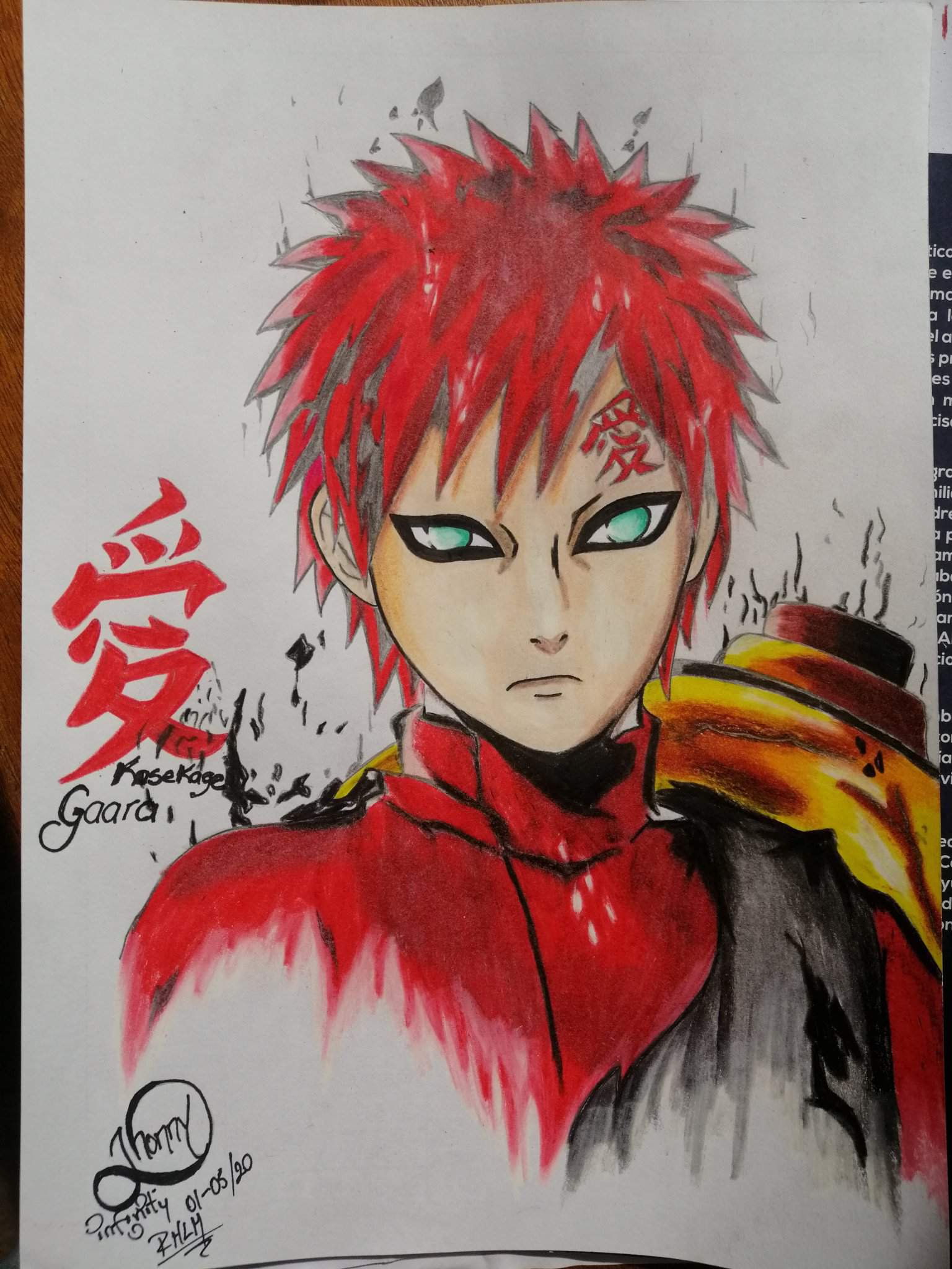 Les comparto mi dibujo de hoy. Gaara Kasekage | Naruto Amino