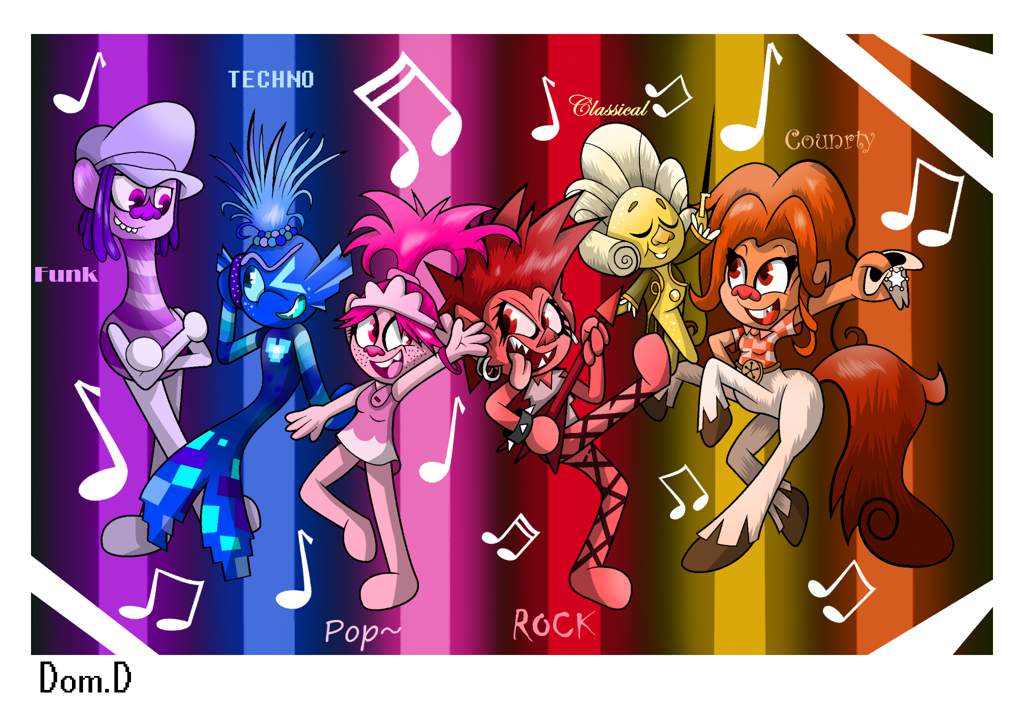 Six Types Of Music. [Trolls World Tour] | Cartoon Amino