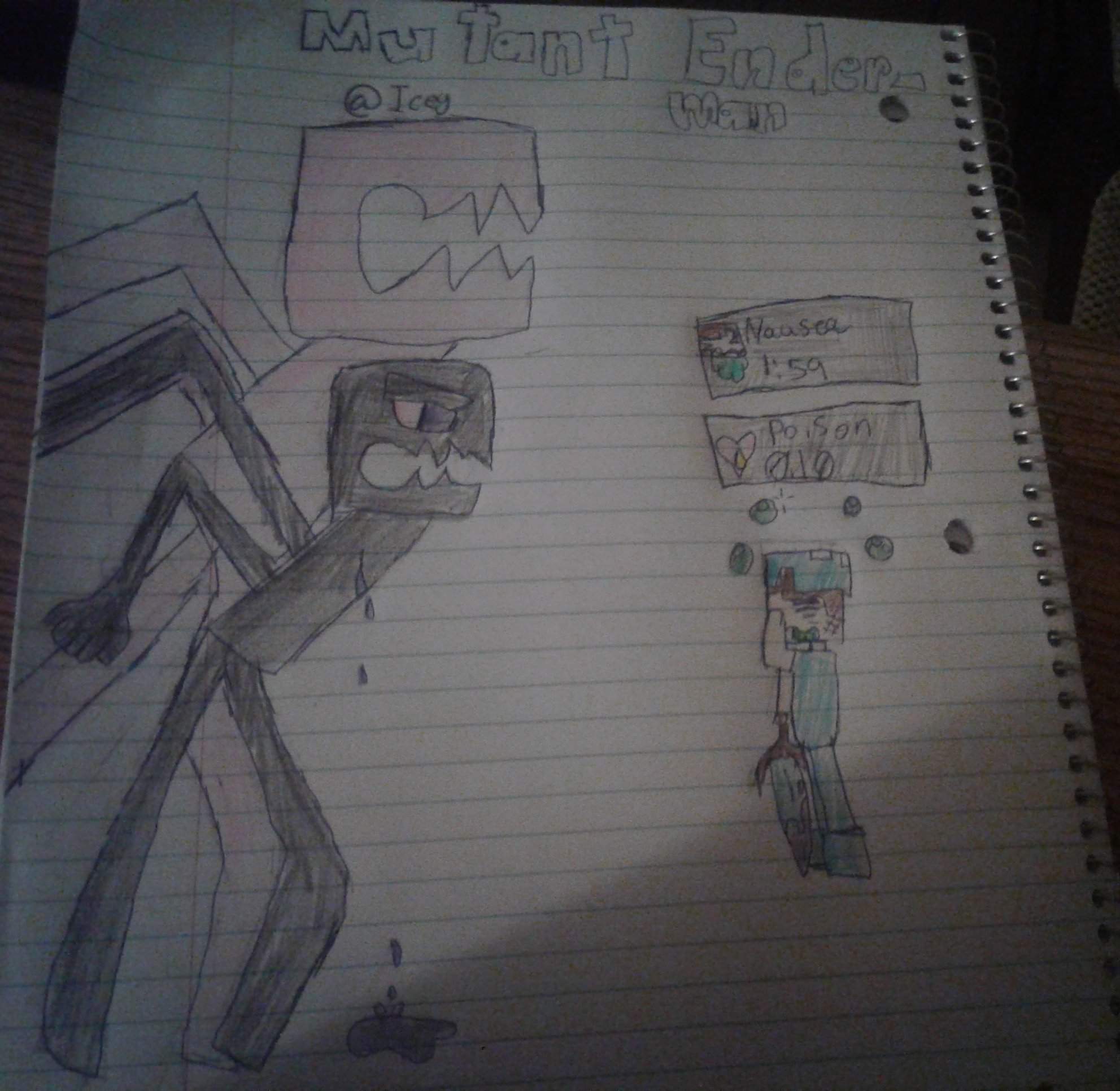 Mutant creatures fanart day 2: Mutant Enderman fight (blood and nausea ...