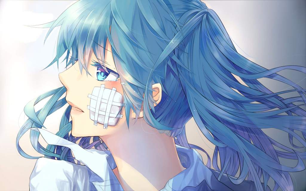 Anime woman with blue hair