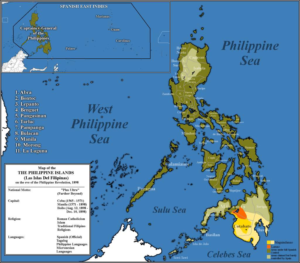 Map of the Captaincy-General of the Philippines on the eve of ...