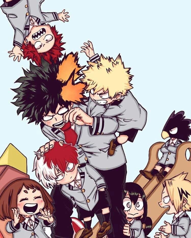 Dekus friends turnd into little kids and he needs to wach over them ...