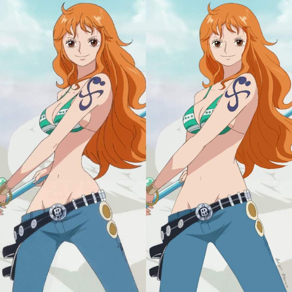 Fanart Nami with normal body proportions.