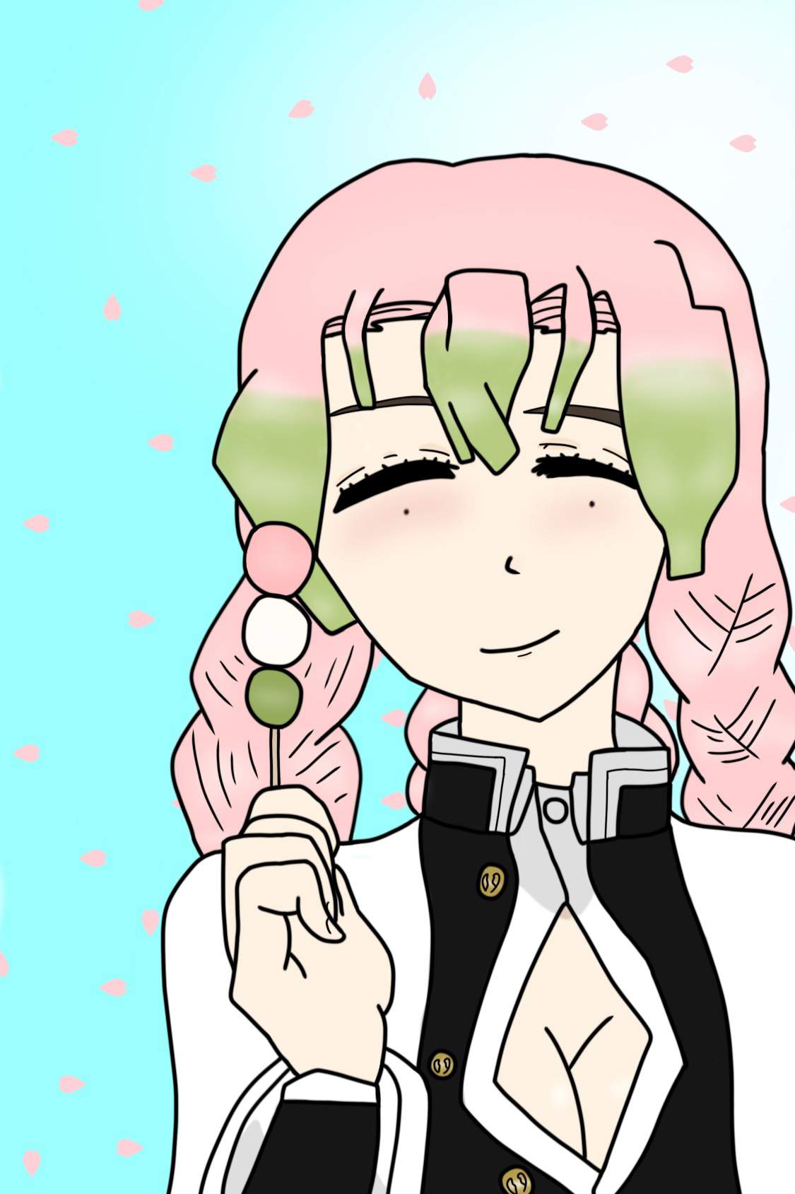 Mitsuri and her dango ︎~🍡 | Demon Slayer: Kimetsu No Yaiba Amino