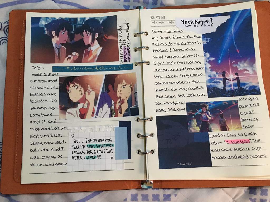 Your name? (Kimi no na wa) anime journal spread | Bullet Journal Amino