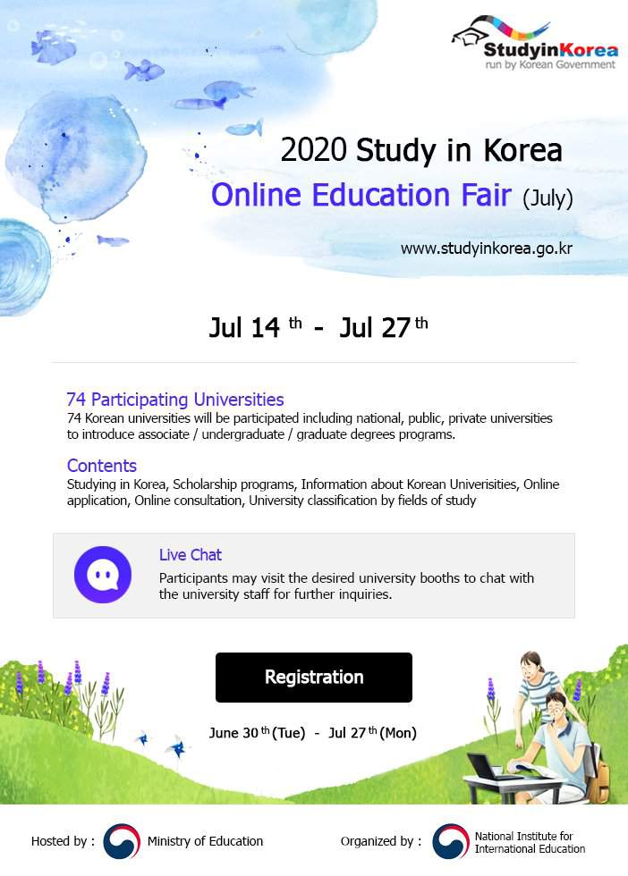 2020 Online Education Fair (July) Study in Korea Korean Language Amino