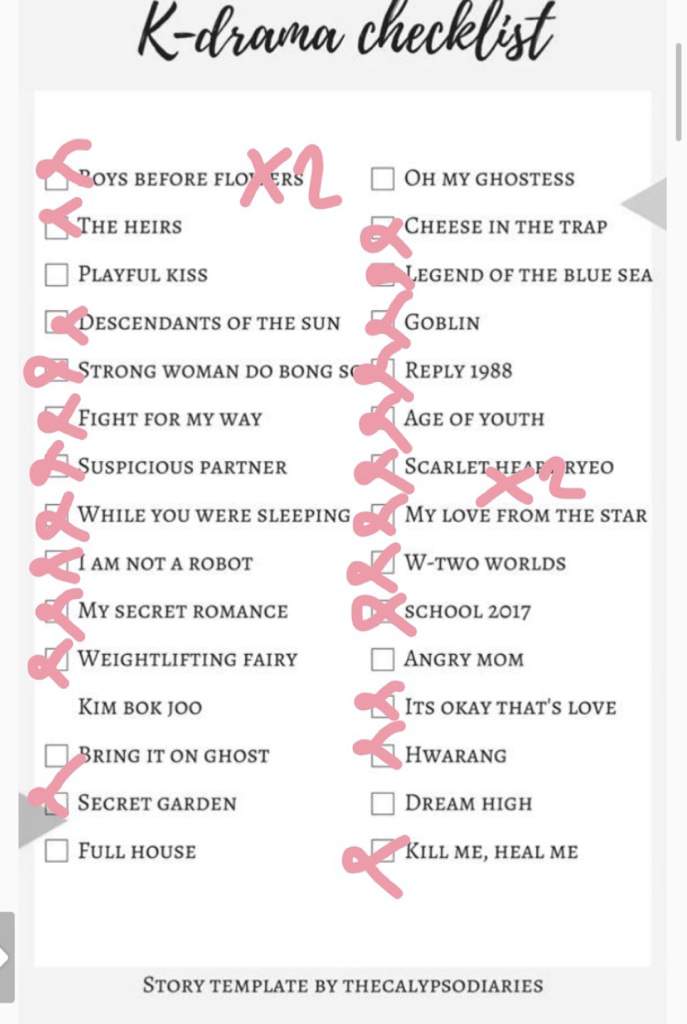 Kdrama checklist 🥰😛 | K-Drama Amino