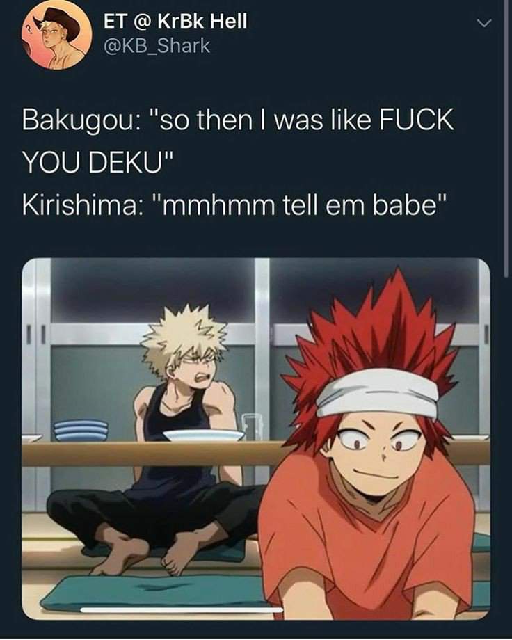 Some kiribaku memes and fluff ;w; | Bakushima/Kiribaku Amino