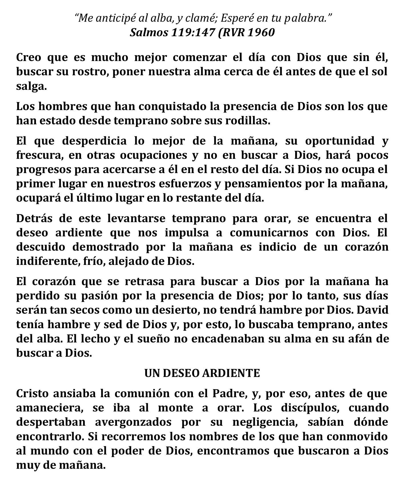 Del libro El poder de orar de madrugada del pastor Juan Carlos harrigan ...