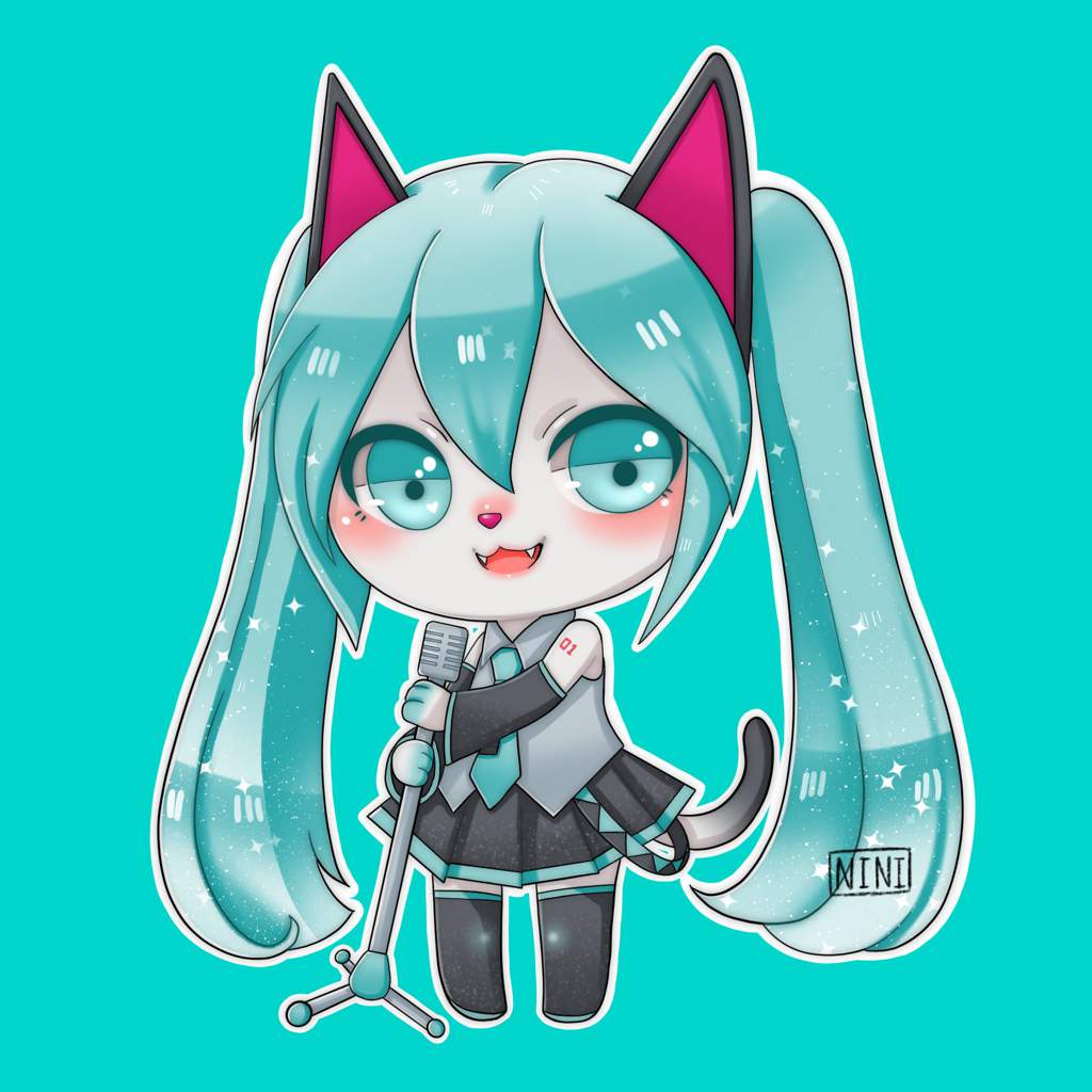 hatsune miku as a cat villager [artcrossers] | Animal Crossing Amino