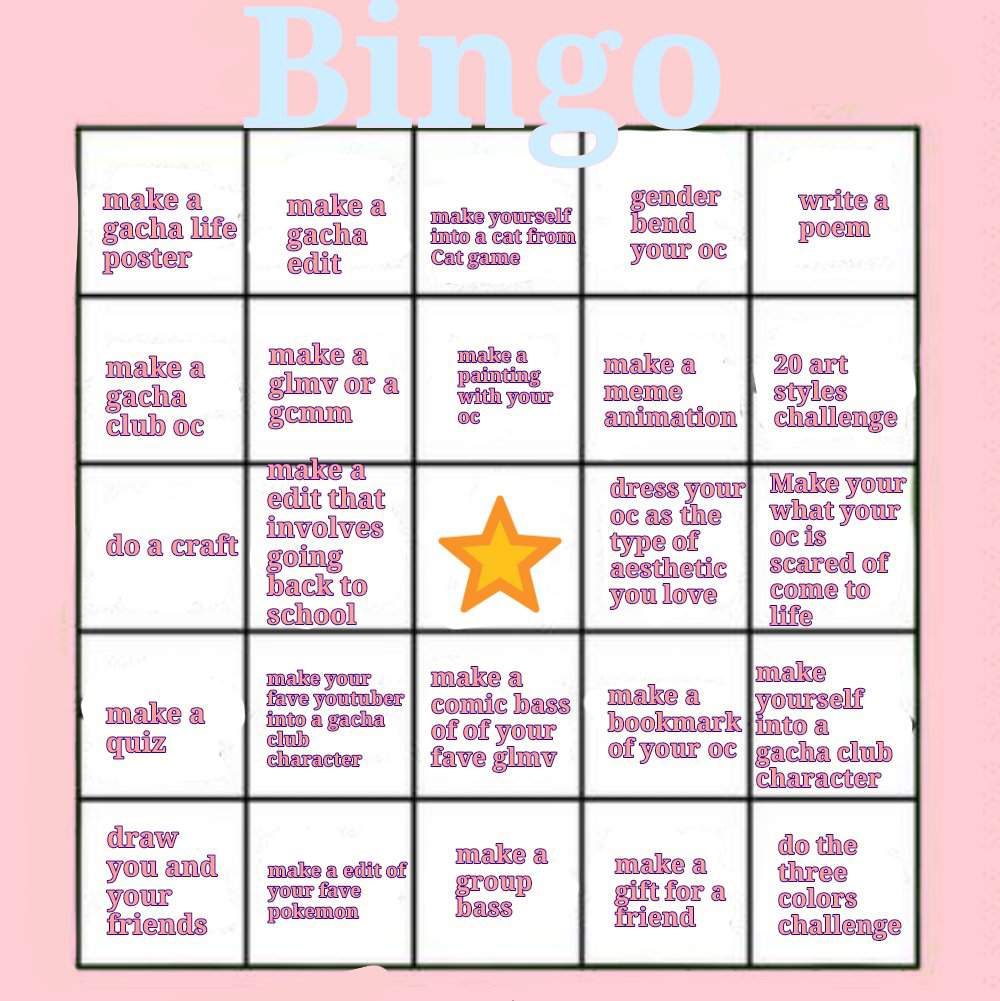 Gacha life / club bingo challenge | LunimeAmino Amino