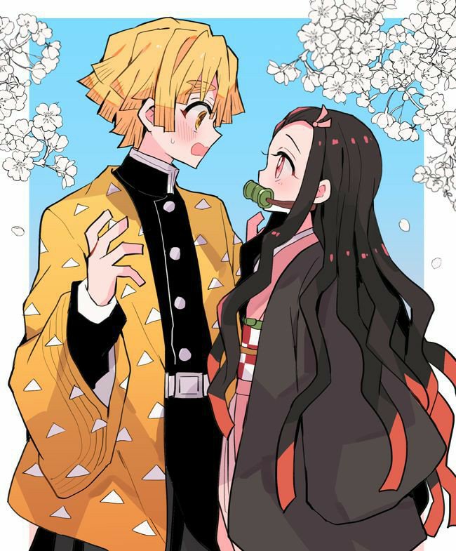 🧡💜nezuko And Zenitsu🧡💜 • Kimetsu No Yaiba Amino • Amino