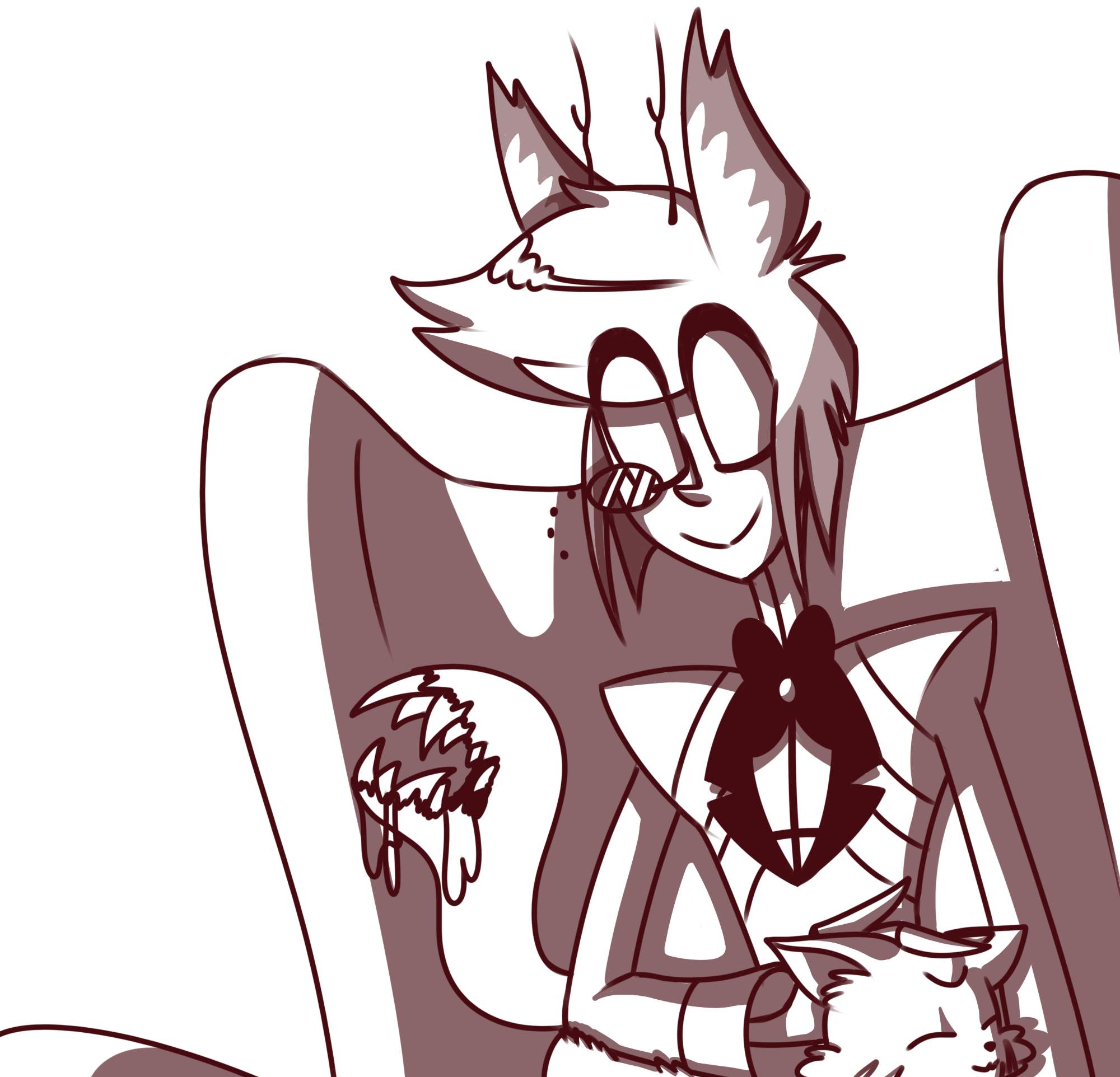 Alastor pettin' a cat -shaded sketch request- | Hazbin Hotel (official ...