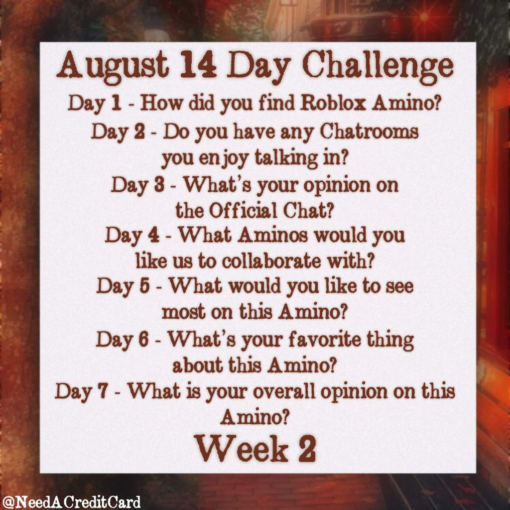 August 14 Day Challenge Roblox Amino - 30 day challenge in 1 day roblox amino