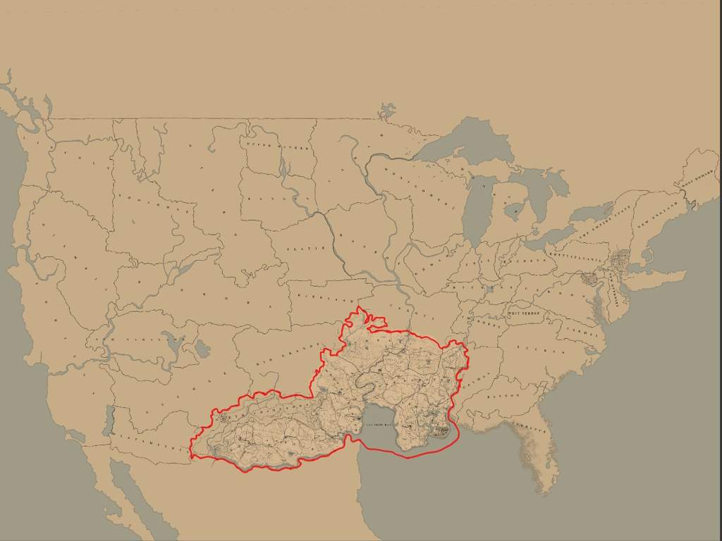 How big the map compared to America | The Red Dead Redemption Amino