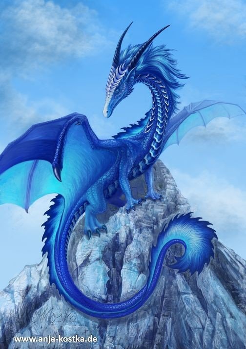 Небольшой дракон синего цвета, по размерам чуть больше обычной собаки. ◤ ◢ ...
