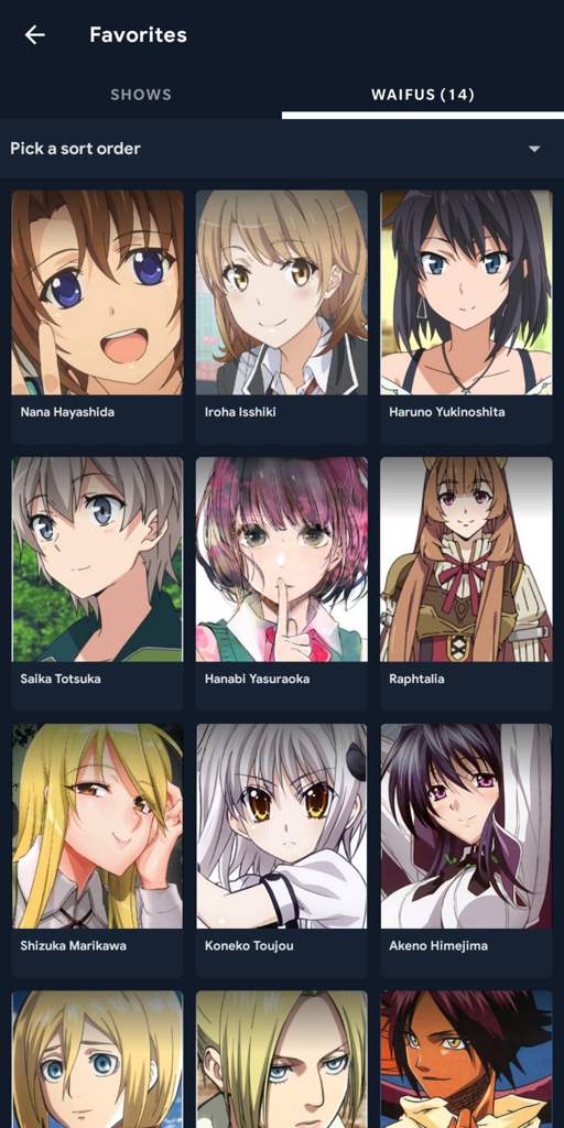 Waifu List | Anime Amino