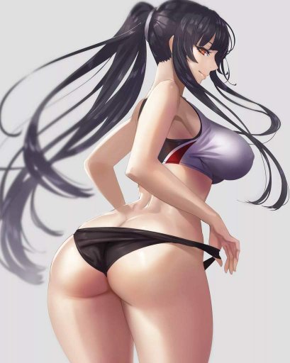 Anime shower long hair curvy