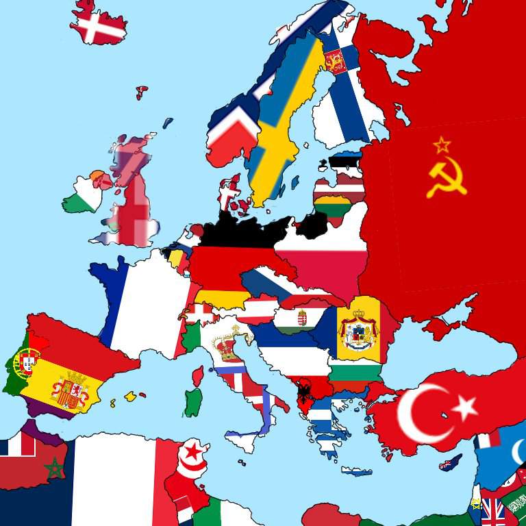 Europa 1930 mapa com bandeira | [RPG]World At War Amino