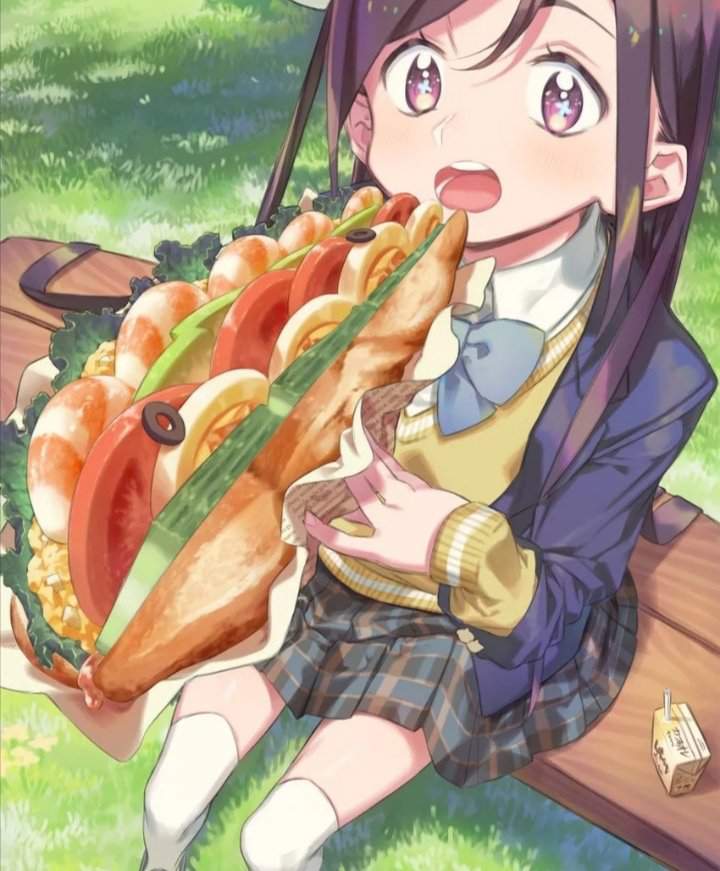 Anime girl eating food
