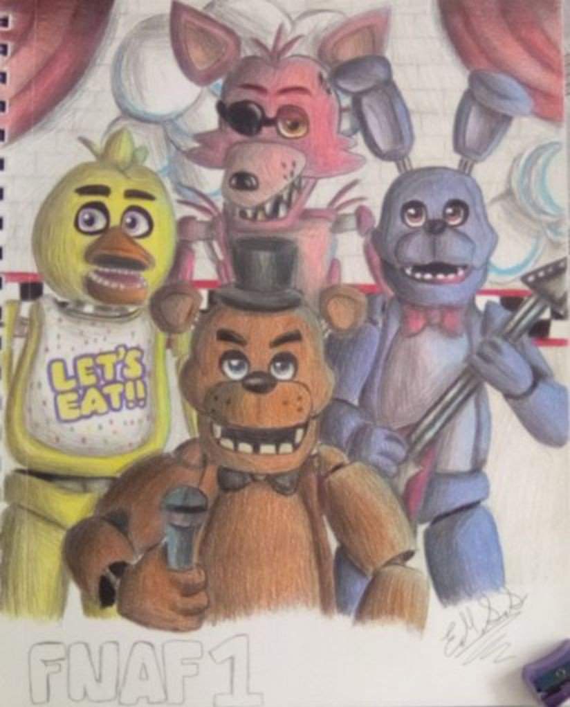 Traditional drawing || FNAF 1 Poster || #1 | Five Nights At Freddy's Amino