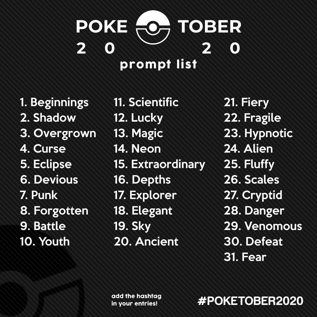 Poketober 2020 | Pokémon RPers Amino Amino