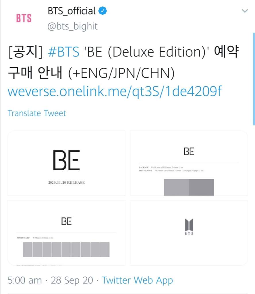 NEW "BTS BE DELUXE EDITION" ALBUM PREORDER DETAILS BTS