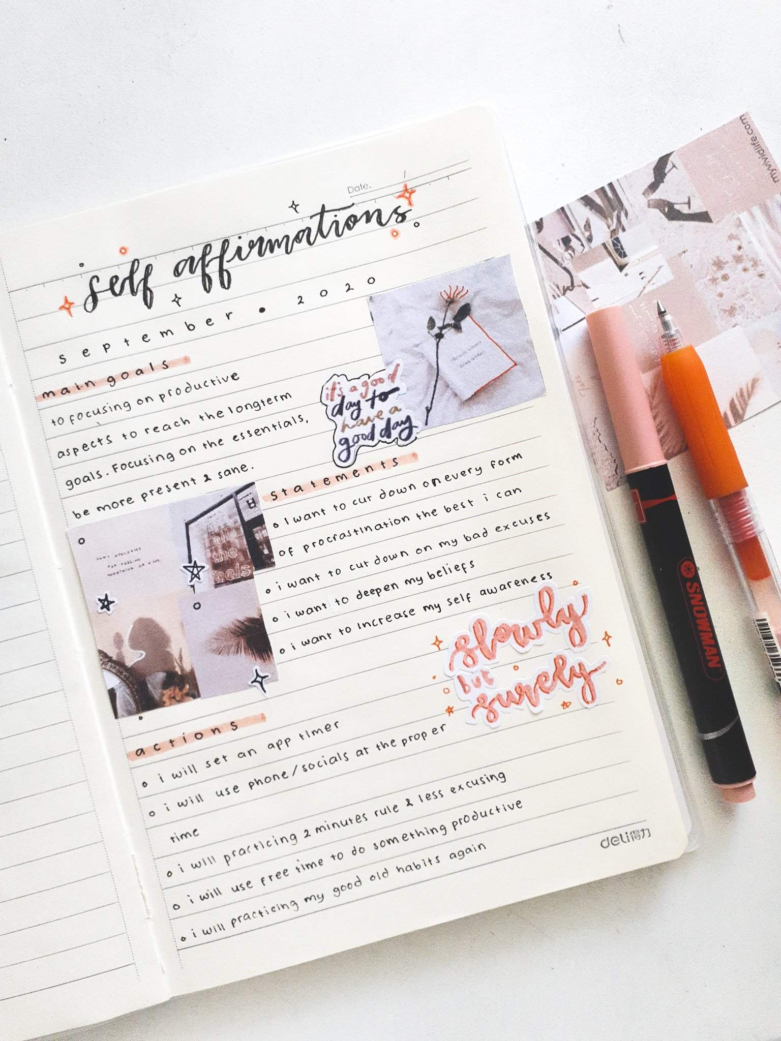 How to write "Self Affirmation"  Bullet Journal Amino