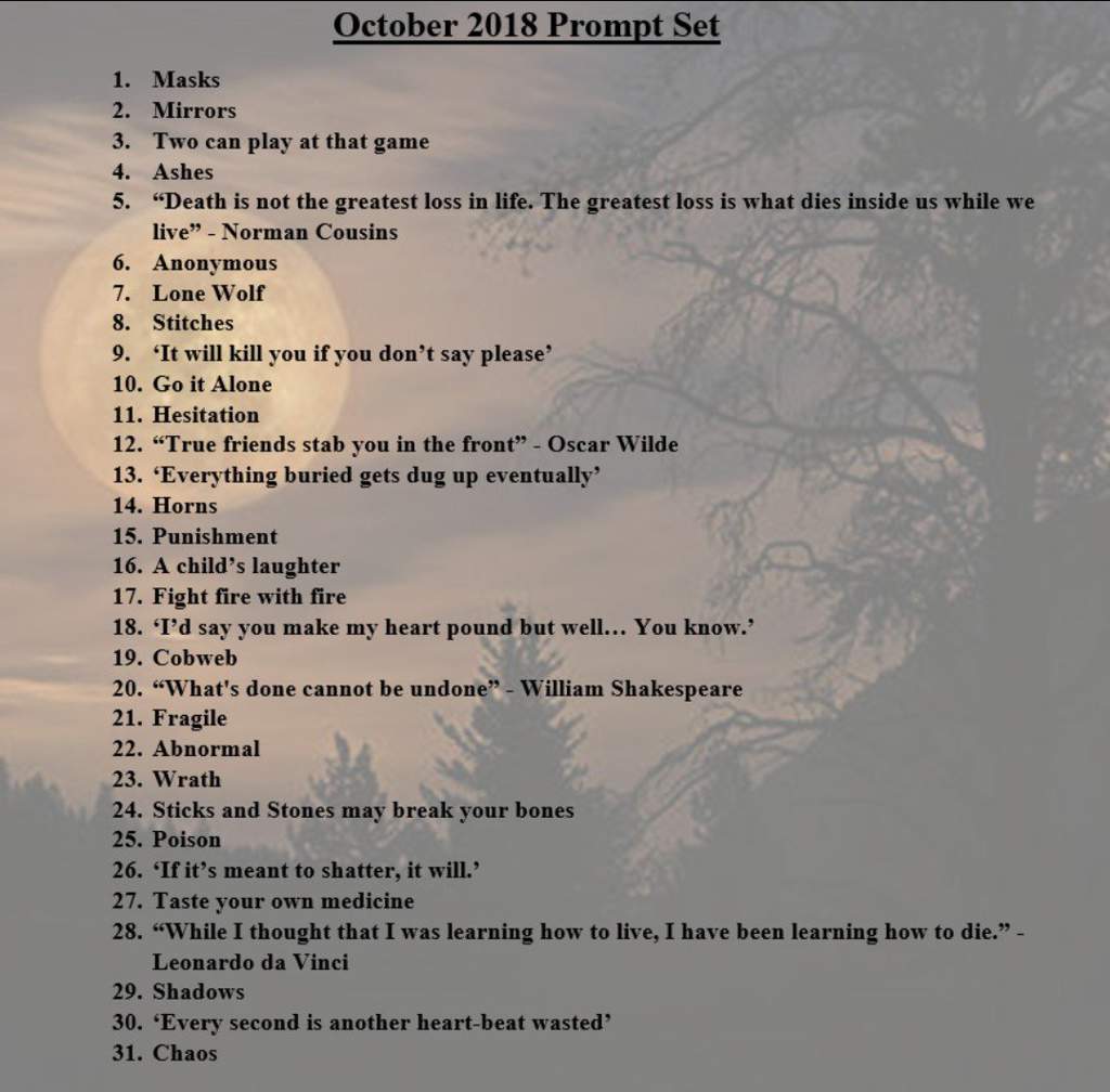 Spooktober Prompts 2020 (With Prizes) .