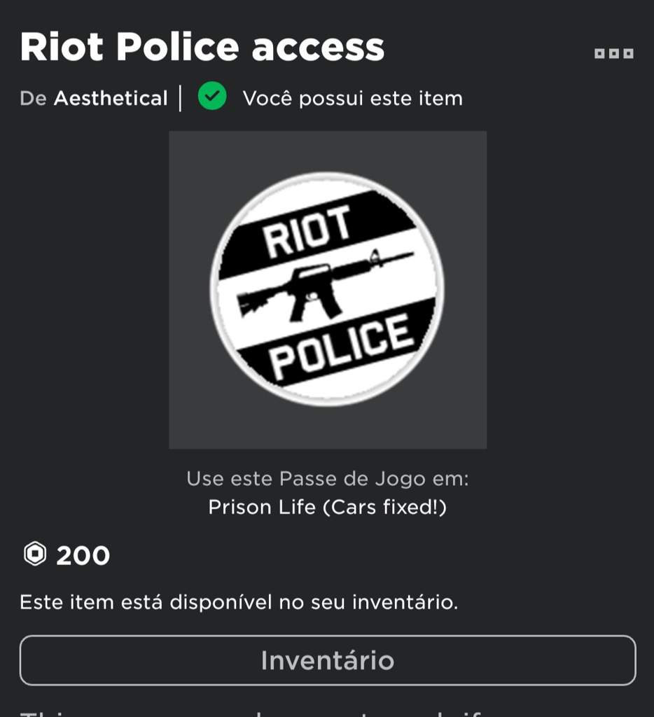 Compro Swat No Prison Life Roblox Roblox Brasil Official Amino - riot police access roblox