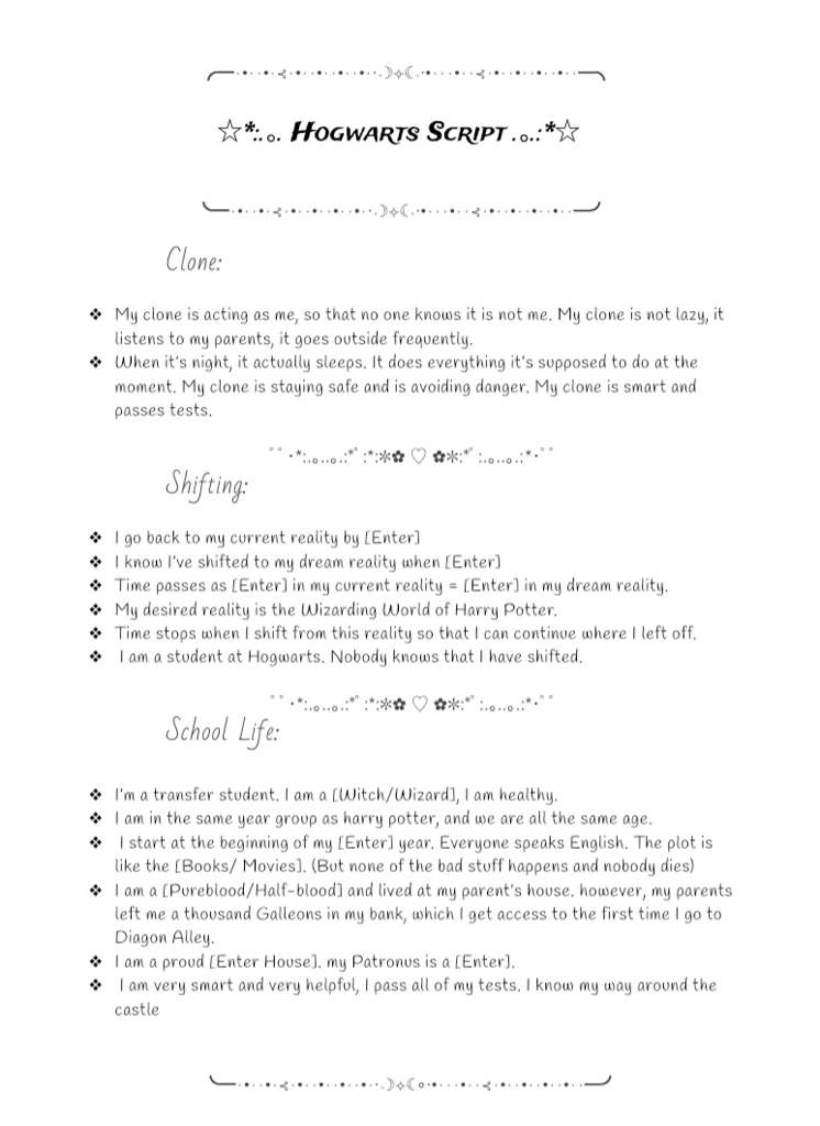 Shifting Reality Script Template