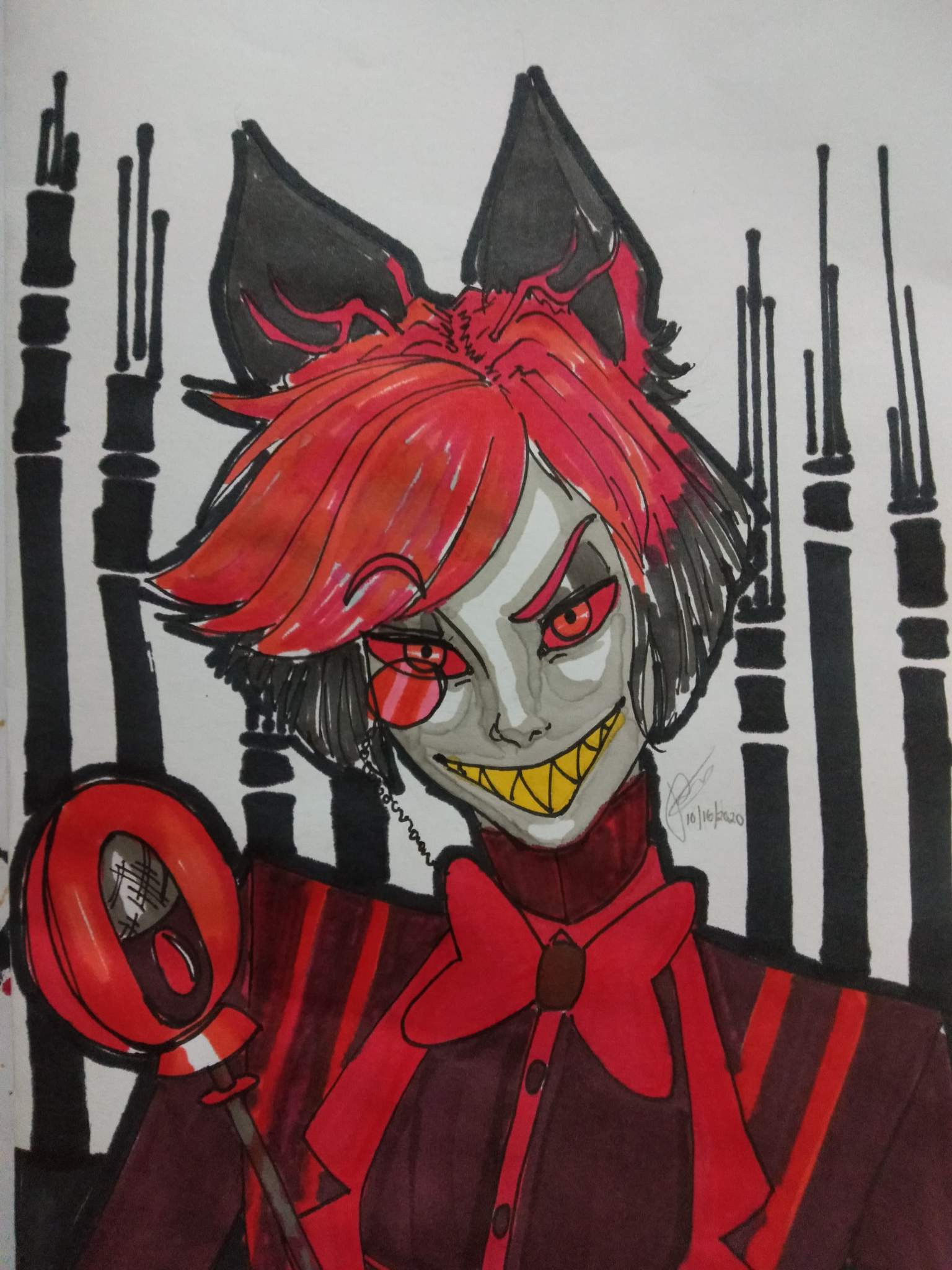 Alastor w/ diff. colored suit (traditional w/ markers) | Hazbin Hotel ...