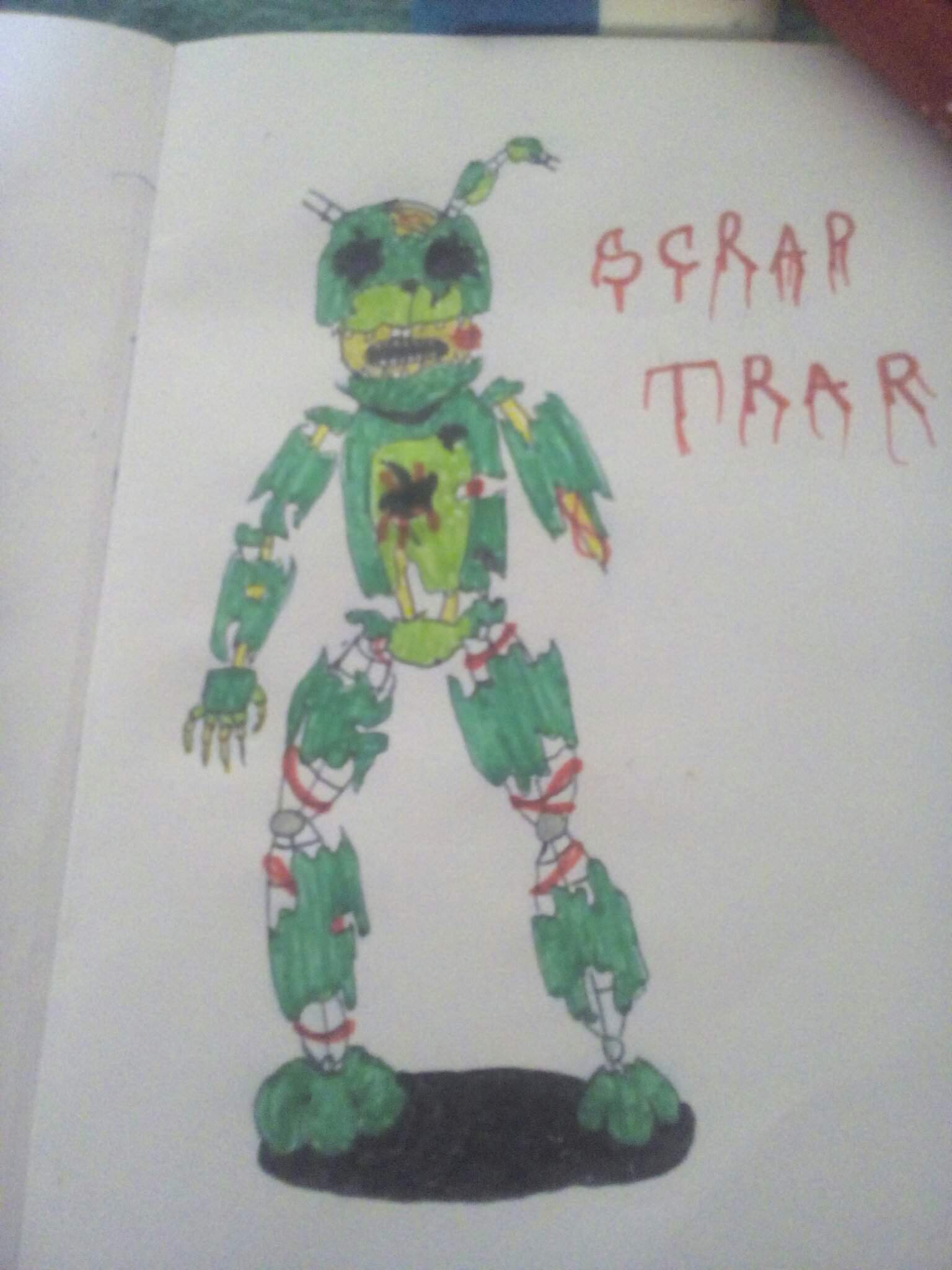 Como me lo an pedido el dibujo de scraptrap | FNaF Amino [ Español ] Amino