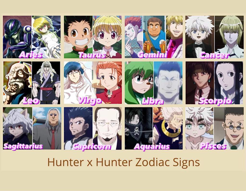 Hunter x Hunter characters Zodiac Signs Anime Amino