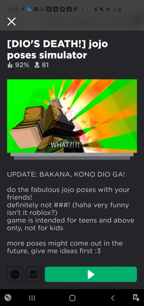 So Uh I Found A Jojo Pose Game Jojo Amino Amino - t pose simulator roblox