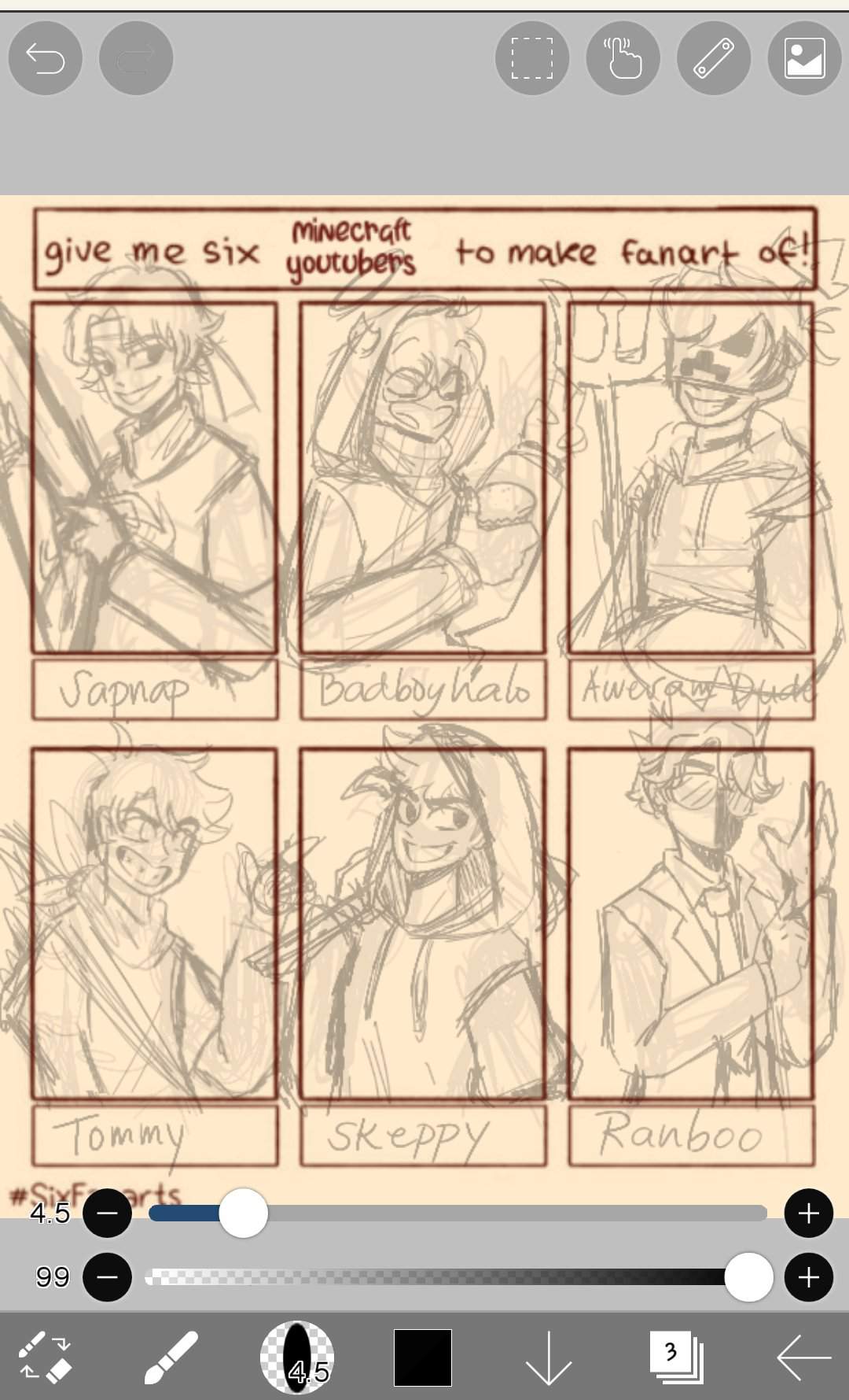 6 fanarts MCYT sketch [WIP] | DreamWT Amino Amino