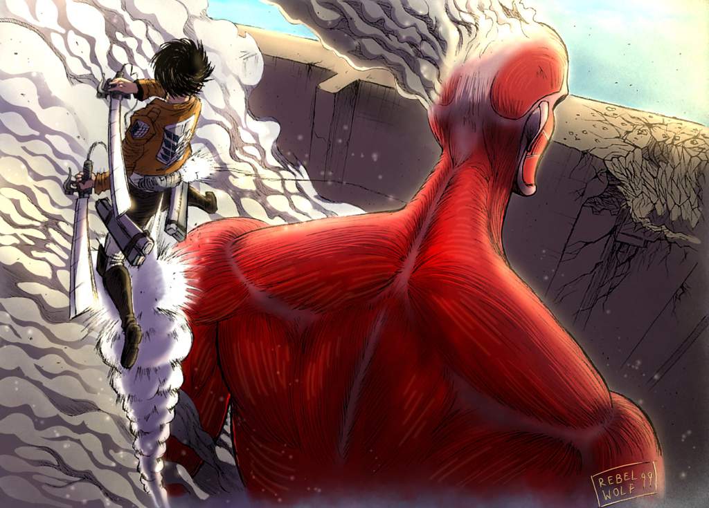 Eren vs Colossal Titan Manga Panel Redraw.