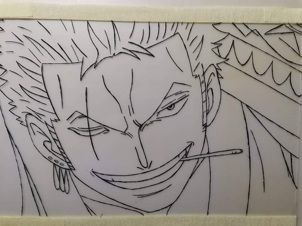 zoro one piece glass painting