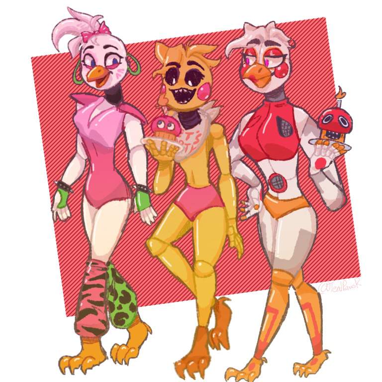 bad-chicks-glamrock-chica-toy-chica-and-funtime-chica-five-nights