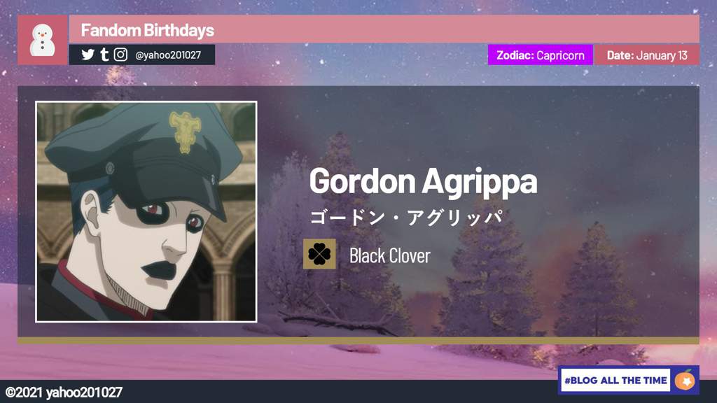 Happy Birthday Gordon Agrippa 21 Black Clover Amino