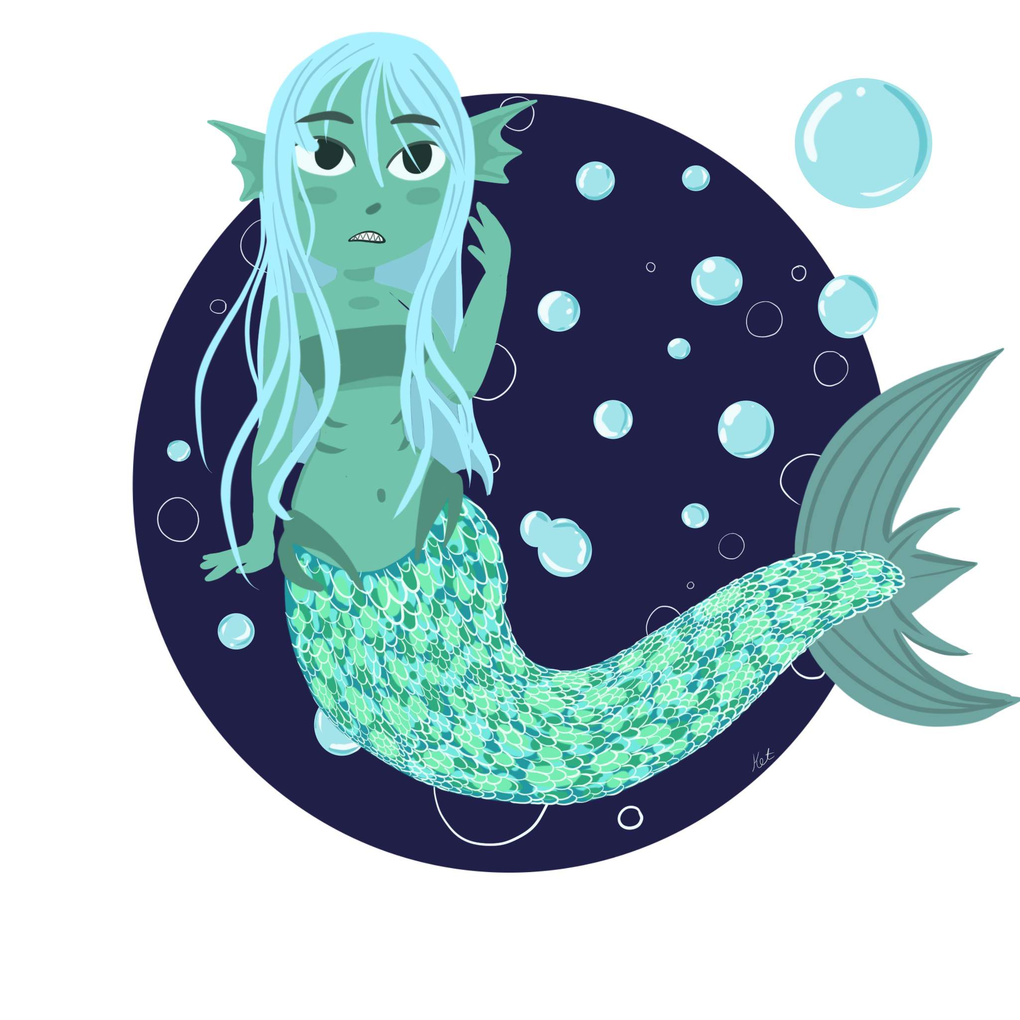 Castle swimmers inspired me to draw lineless art of a siren who I plan ...