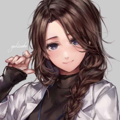 Anime girl with dark brown hair and brown eyes