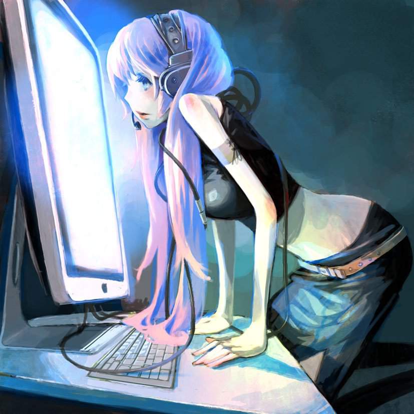 Anime computer geek girl