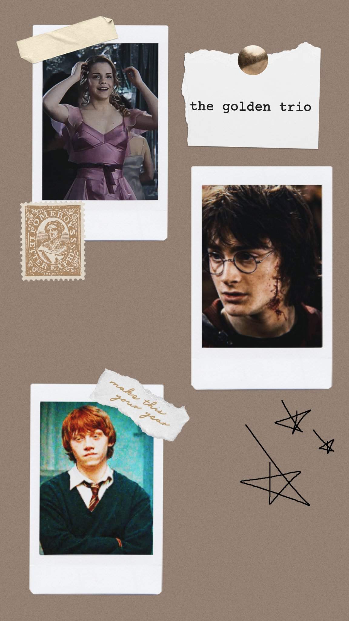 Golden trio collage | Harry Potter Amino