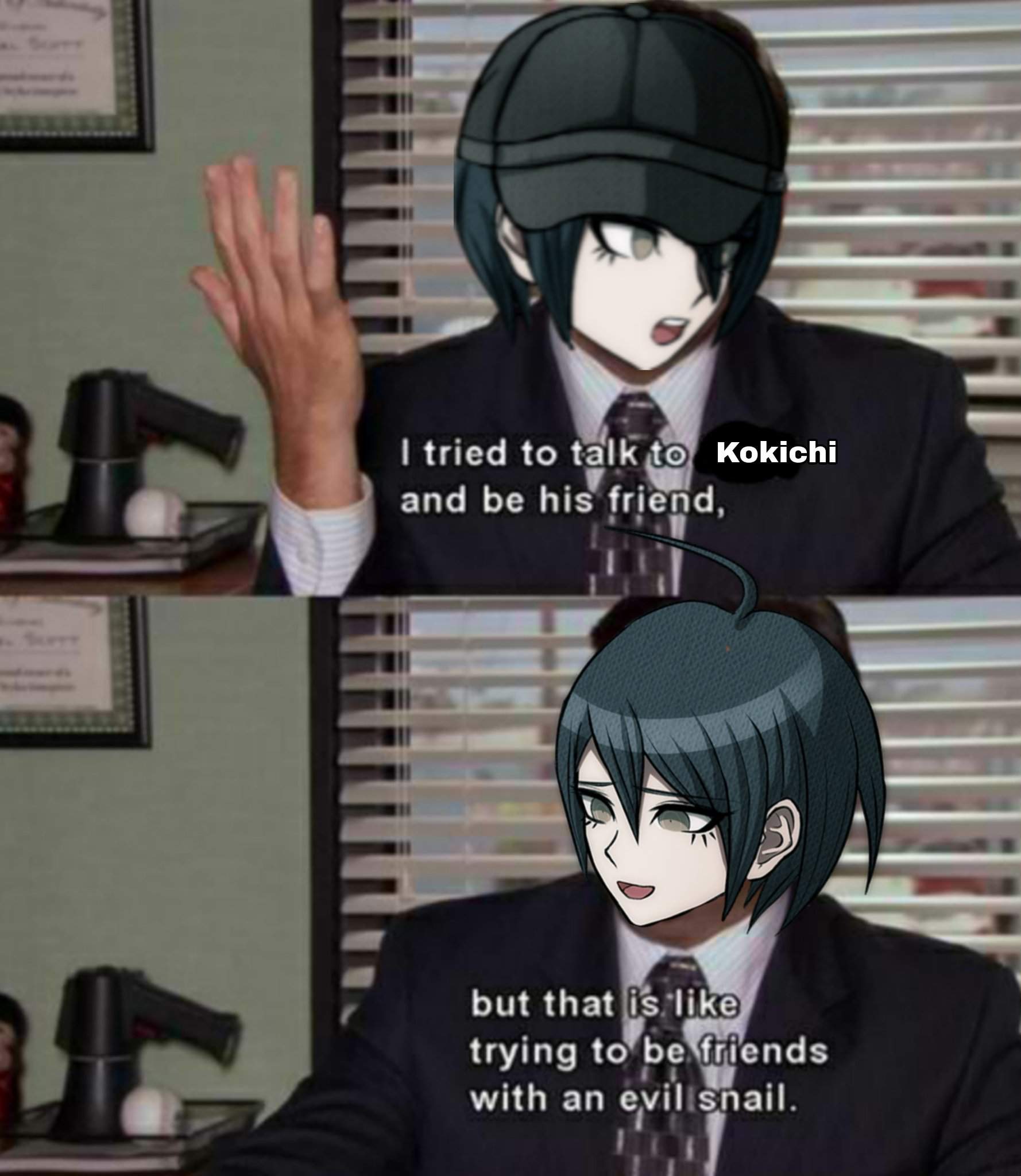The Office/Danganronpa memes because it's my all-time favourite show ...