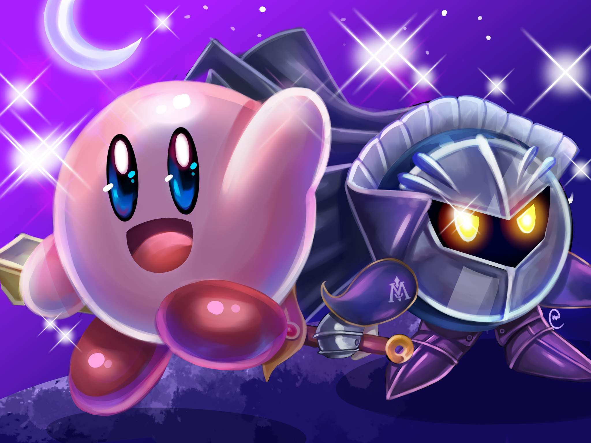Kirby and Meta Knight | Flying Pings ART Amino