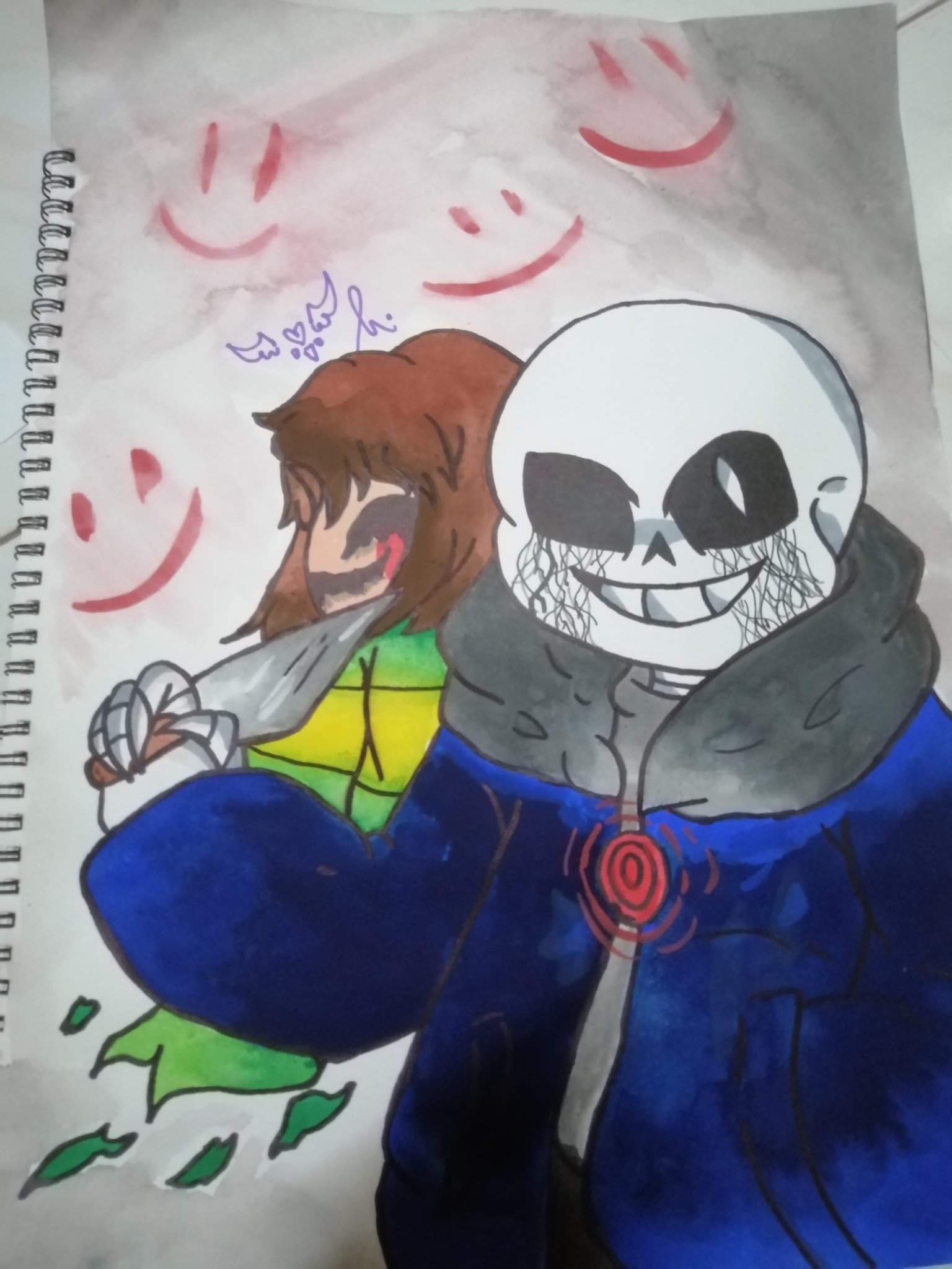 🖤🖤 Drawing Killer sans and Chara ️ ️ hope u guys like it💜 art by me ...