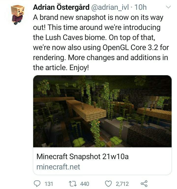 New Lush Cave Biomes New Snapshot 21w10a For Minecraft Java Released Minecraft Amino