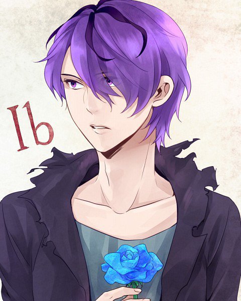 Anime boy with purple hair and purple eyes
