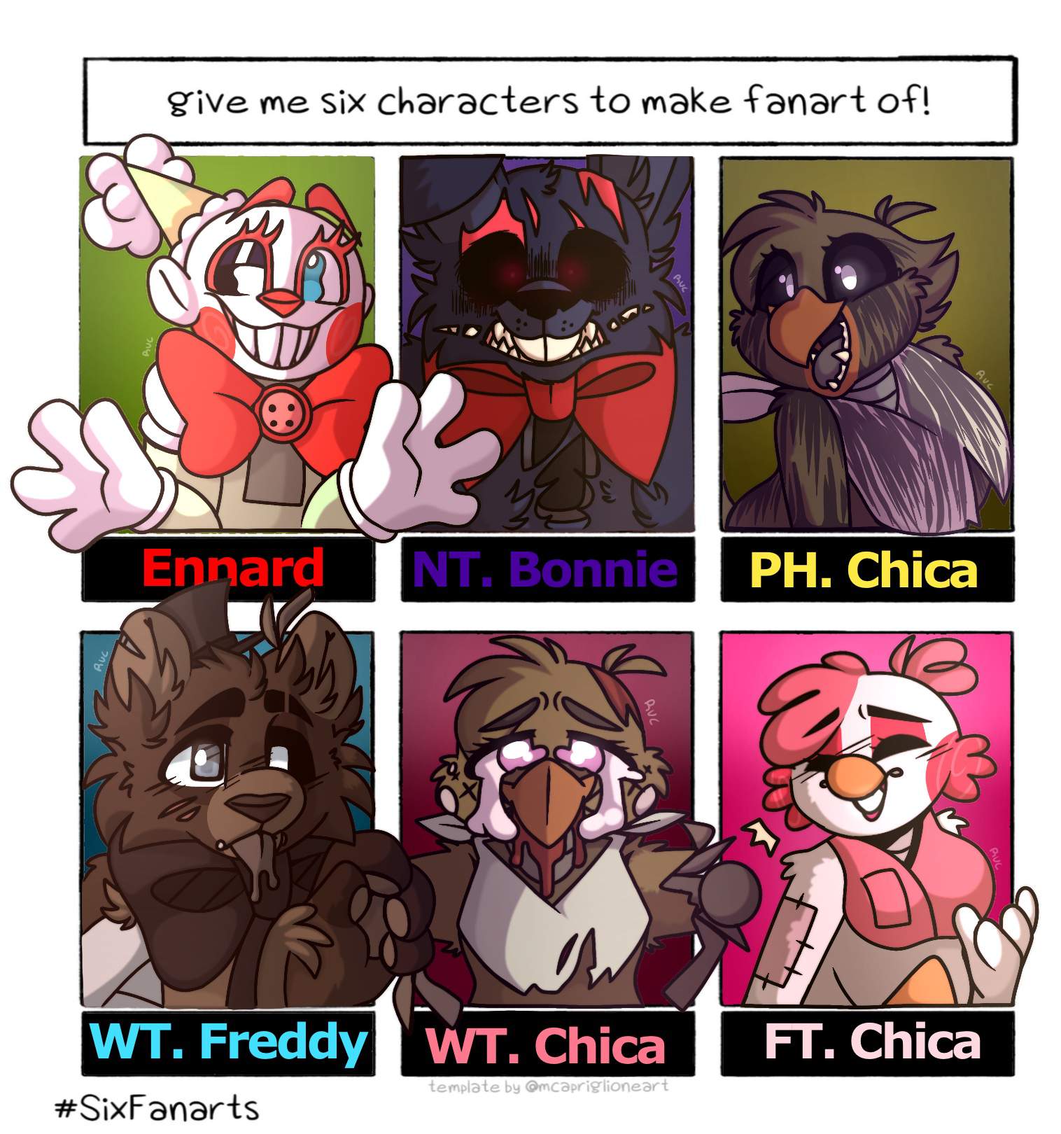 6 Character Challenge (Redraw) | Five Nights At Freddy's Amino